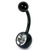 Black Steel Jewelled Belly Bars - SKU 12568