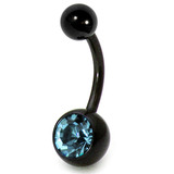 Black Steel Jewelled Belly Bars - SKU 12569