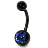 Black Steel Jewelled Belly Bars - SKU 12572