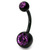 Black Steel Double Jewelled Belly Bars - SKU 12601