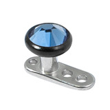 Titanium Dermal Anchor with Black Titanium Jewelled Disk Top - SKU 14018