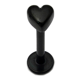 Black Steel Labret with Black Steel Heart 1.2mm - SKU 16341