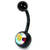 Black Titanium Jewelled Belly Bars - SKU 23044