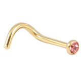 Zircon Titanium Jewelled Nose Stud (Gold colour) - SKU 31404