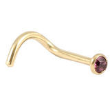 Zircon Titanium Jewelled Nose Stud (Gold colour) - SKU 31406