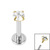 Titanium Internally Threaded Labrets 1.2mm - Gold Titanium Claw Set Round CZ Jewel - SKU 36696