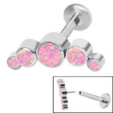 Titanium Threadless Labrets - Titanium (Bend-fit) (Infinity) Bezel Set 5 Opal Crescent - SKU 37612