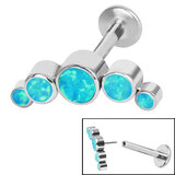 Titanium Threadless Labrets - Titanium (Bend-fit) (Infinity) Bezel Set 5 Opal Crescent - SKU 37614