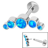 Titanium Threadless Labrets - Titanium (Bend-fit) (Infinity) Bezel Set 5 Opal Crescent - SKU 37616