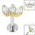 Titanium Internally Threaded Labrets 1.2mm - Gold Plated Titanium Claw Set 3 CZ Jewel Marquise Fan - SKU 37698