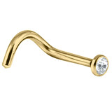 Gold Steel Jewelled Nose Stud - SKU 38034