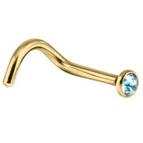 Gold Titanium Jewelled Nose Stud - SKU 38090