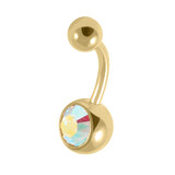 Gold Titanium Jewelled Belly Bars - SKU 38123