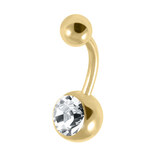 Gold Titanium Jewelled Belly Bars - SKU 38124