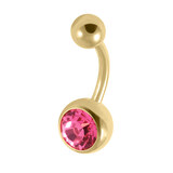 Gold Titanium Jewelled Belly Bars - SKU 38128