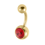 Gold Titanium Jewelled Belly Bars - SKU 38130