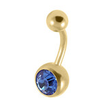 Gold Titanium Jewelled Belly Bars - SKU 38131