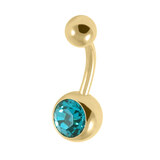 Gold Titanium Jewelled Belly Bars - SKU 38132