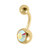 Gold Titanium Jewelled Belly Bars - SKU 38133