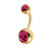 Gold Titanium Double Jewelled Belly Bars - SKU 38145