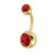 Gold Titanium Double Jewelled Belly Bars - SKU 38150