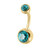 Gold Titanium Double Jewelled Belly Bars - SKU 38152