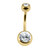 Gold Steel Double Jewelled Belly Bar - SKU 38329