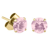 Gold Steel Ear Stud Earrings - Claw Set Jewelled - SKU 38528