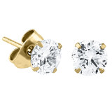 Gold Steel Ear Stud Earrings - Claw Set Jewelled - SKU 38529