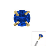 Gold Titanium Claw Set Round CZ Jewel for Internal Thread shafts in 1.2mm - SKU 38689