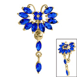 Belly Bar - Gold Steel Claw Set Marquise Jewelled Butterfly - SKU 38922