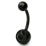 Black Titanium Double Jewelled Belly Bars - SKU 39101