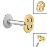 Titanium Internally Threaded Labrets 1.2mm - Gold Steel Zodiac Signs - SKU 40635