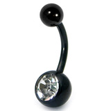 Black Titanium Jewelled Belly Bars - SKU 6053