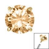 Gold Titanium Claw Set Round CZ Jewel for Internal Thread shafts in 1.2mm - SKU 66778