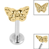 Titanium Internally Threaded Labrets 1.2mm - Titanium Owl Butterfly - SKU 67914