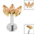 Titanium Internally Threaded Labrets 1.2mm - Gold Plated Titanium Claw Set 3 CZ Jewel Marquise Fan - SKU 67947