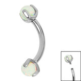 Titanium Internally Threaded Micro Curved Bar with Claw Set Opal Ball 1.2mm - SKU 67968