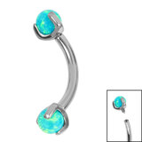 Titanium Internally Threaded Micro Curved Bar with Claw Set Opal Ball 1.2mm - SKU 67976