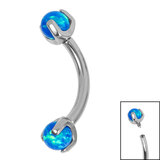 Titanium Internally Threaded Micro Curved Bar with Claw Set Opal Ball 1.2mm - SKU 67980