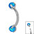 Titanium Internally Threaded Micro Curved Bar with Claw Set Opal Ball 1.2mm - SKU 67980