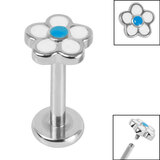 Titanium Internally Threaded Labrets 1.2mm - Daisy Flower - SKU 68009