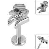 Titanium Internally Threaded Labrets 1.2mm - Titanium Jewelled Plague Doctor - SKU 68026