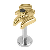 Titanium Internally Threaded Labrets 1.2mm - Titanium Jewelled Plague Doctor - SKU 68033