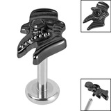 Titanium Internally Threaded Labrets 1.2mm - Titanium Jewelled Plague Doctor - SKU 68036