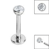 Titanium Internally Threaded Labrets 1.2mm - Titanium Jewelled Half Ball - SKU 68086