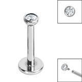 Titanium Internally Threaded Labrets 1.2mm - Titanium Jewelled Half Ball - SKU 68089