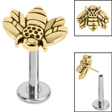 Titanium Threadless Labrets - Steel (Bend-fit) Honey Bee - SKU 68162