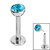 Titanium Threadless Labrets - Titanium (Bend-fit) Bezel Set Jewelled Balls 1.2mm Gauge - SKU 68181