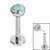 Titanium Threadless Labrets - Titanium (Bend-fit) Bezel Set Jewelled Balls 1.0mm Gauge - SKU 68249